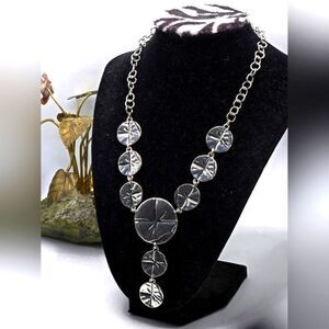 "5/$25" Silvertone Sand Dollar Disc Y Drop Adjustable Necklace